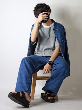 「EDWIN（エドウィン）のアイテム（セットアップ）」を使った、TJさん（メンズ・177cm）の夏コーディネート