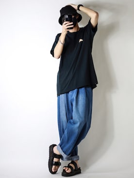 「バックプリント」｜「アイテム（福袋/福箱）」を使った、TJさん（メンズ・177cm）の夏コーディネート