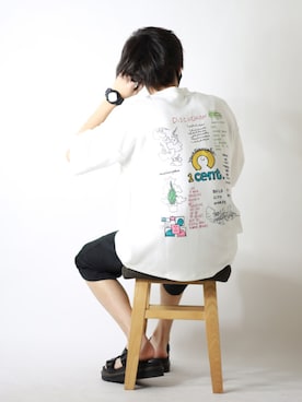 「バックプリント」｜「アイテム（福袋/福箱）」を使った、TJさん（メンズ・177cm）の夏コーディネート