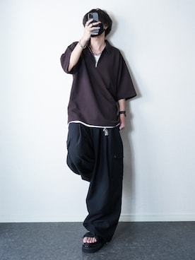「アイテム（トップス）」を使った、TJさん（メンズ・177cm）の夏コーディネート
