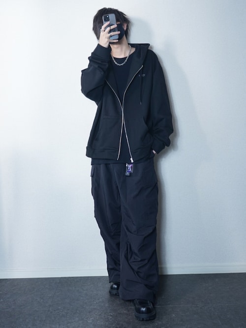 セール】Threads Utility Zip-Up Hoodie / ワンポイント 刺繍 ジップ