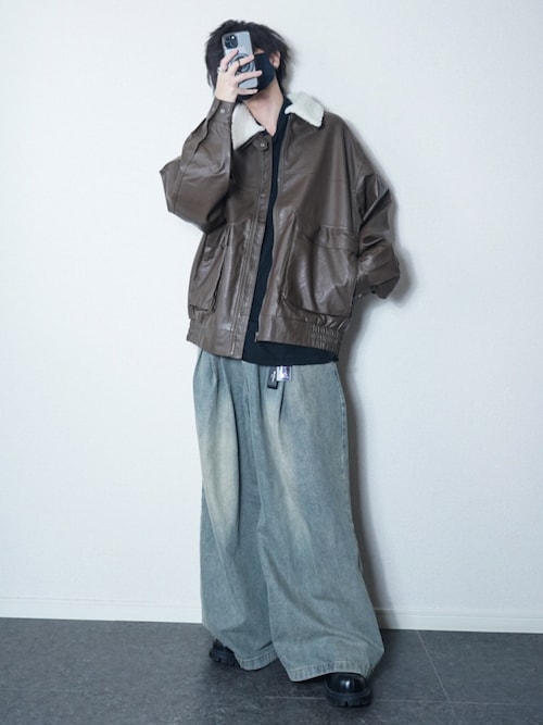 セール】2way PU leather A-2 zip-up/2way ヴィンテージライク PU