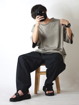 「Pledge（プレッジ）のアイテム」を使った、TJさん（メンズ・177cm）の夏コーディネート