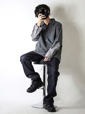 「NEW BALANCE（ニューバランス）のNew Balance ニューバランス ML703BC(D) TRIPLE BK(BC)（スニーカー）」を使った、TJさん（メンズ・177cm）の秋コーディネート
