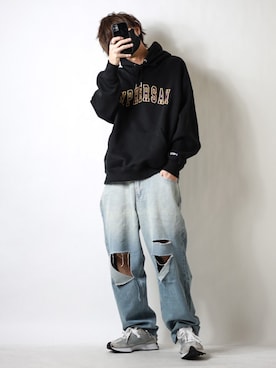 「KGFR（カガフリ）のアイテム」を使った、TJさん（メンズ・177cm）の冬コーディネート