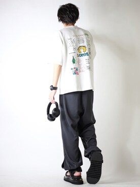 「バックプリント」｜「アイテム（福袋/福箱）」を使った、TJさん（メンズ・177cm）の夏コーディネート