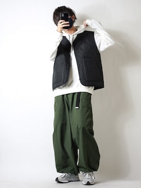 「green label relaxing（グリーンレーベルリラクシング）の【WEB限定】＜GLR/ -or（ジーエルアール オア）＞キルティング ベスト -ユニセックス-（ベスト）」を使った、TJさん（メンズ・177cm）の秋コーディネート