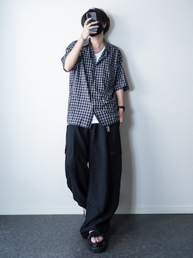 「アイテム（カーゴパンツ）」を使った、TJさん（メンズ・177cm）の夏コーディネート