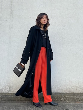 「スクエアトゥ」｜「アイテム（チェスターコート）」を使った、Yurinaさん（レディース・166cm）の冬コーディネート