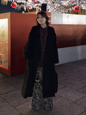 「アイテム（チェスターコート）」を使った、Yurinaさん（レディース・166cm）の冬コーディネート