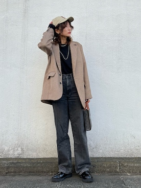「FREAK'S STORE（フリークスストア）のアイテム（テーラードジャケット）」を使った、Yurinaさん（レディース・166cm）の冬コーディネート