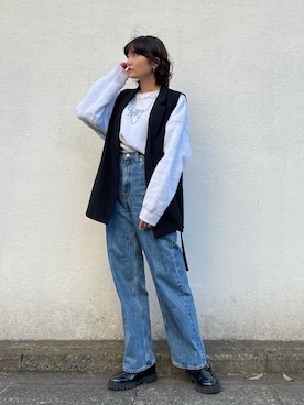 「ごきげんウィーク」｜「アイテム（ローファー）」を使った、Yurinaさん（レディース・166cm）の春コーディネート