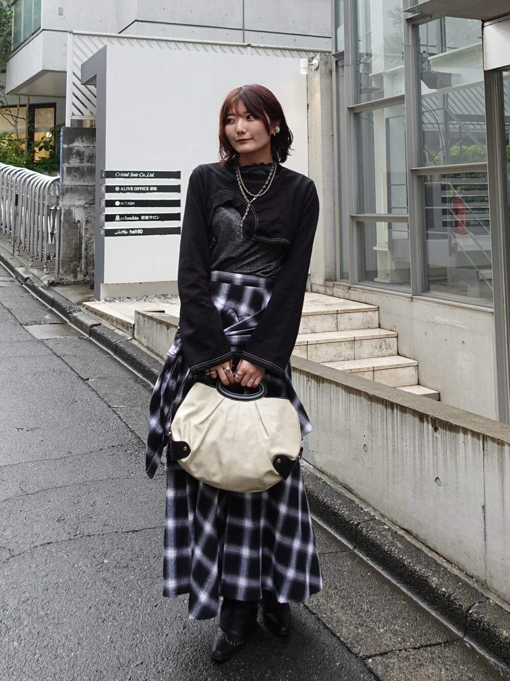 SLY（スライ）の「PLAID LAYERED L/SK プレイド レイヤード ロング