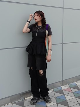 「TODAYFUL（トゥデイフル）のアイテム」を使った、Yurinaさん（レディース・166cm）の夏コーディネート