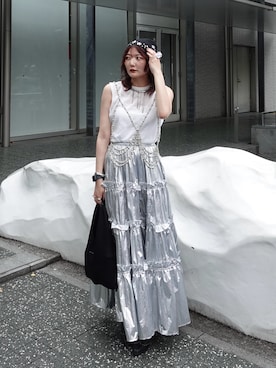 「SLY（スライ）のアイテム」を使った、Yurinaさん（レディース・166cm）の夏コーディネート
