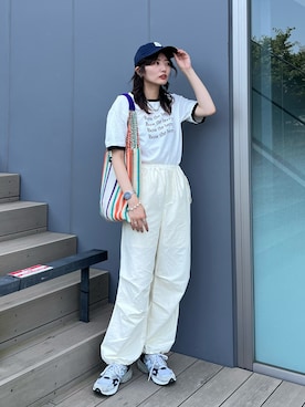 「オールホワイト」｜「アイテム（その他）」を使った、Yurinaさん（レディース・166cm）の夏コーディネート