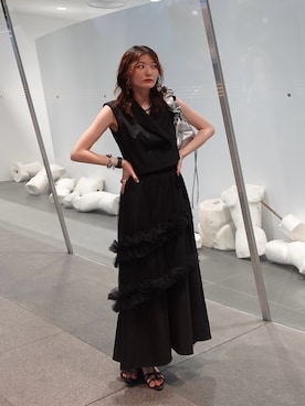 「yae（ヤエ）のTulle wrap skirt/チュールラップスカート（スカート）」を使った、Yurinaさん（レディース・166cm）の夏コーディネート