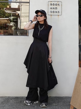 「アイテム（キャップ）」を使った、Yurinaさん（レディース・166cm）の夏コーディネート