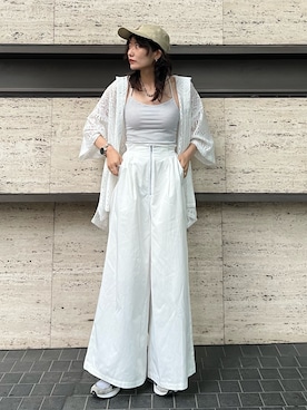 「オールホワイト」｜「アイテム（その他）」を使った、Yurinaさん（レディース・166cm）の春コーディネート