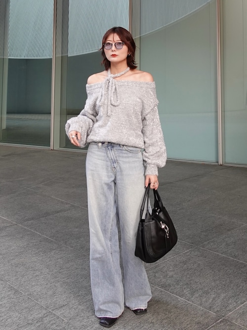 CROSS WAIST WIDE STRAIGHT/クロスウエストワイドストレートデニム