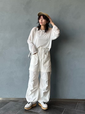 「オールホワイト」｜「アイテム（その他）」を使った、Yurinaさん（レディース・166cm）の春コーディネート