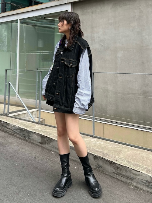 ノースリーブ デニムジャケット Yurinaさんのデニムジャケットを使った 