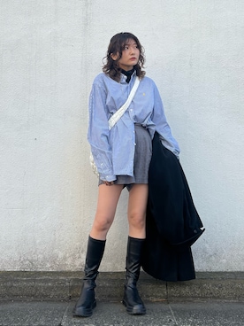 「モードストリート」｜「アイテム（チェスターコート）」を使った、Yurinaさん（レディース・166cm）の冬コーディネート