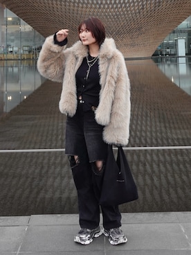 「アイテム（アクセサリー）」を使った、Yurinaさん（レディース・166cm）の秋コーディネート