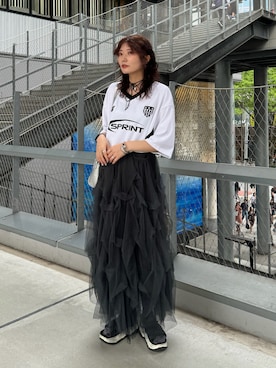 「LVEU.（ラブユ.）のアイテム」を使った、Yurinaさん（レディース・166cm）の夏コーディネート