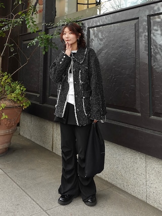 SLY  グレインツイードジャケット ブラック SLY（スライ）の「GRAIN TWEED JK-BE グレイン ツイード