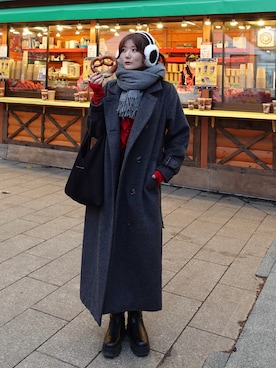 「アイテム（イヤーマフ）」を使った、Yurinaさん（レディース・166cm）の冬コーディネート