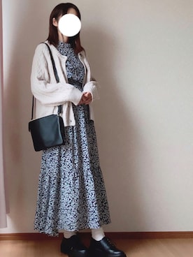 「ケーブルカーディガン」｜「アイテム（ワンピース/ドレス）」を使った、kさん（レディース・158cm）の秋コーディネート