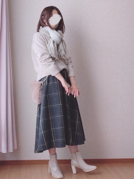 「しまむら（シマムラ）のアイテム（ストール/ショール）」を使った、kさん（レディース・158cm）の秋コーディネート