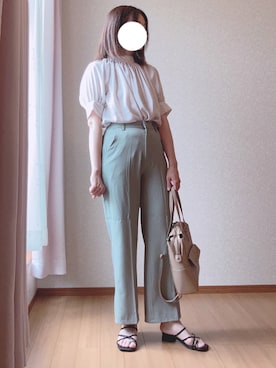 「GRL（グレイル）のセンタープレスフレアパンツ（その他パンツ）」を使った、kさん（レディース・158cm）の春コーディネート