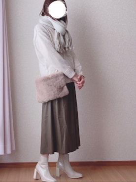 「しまむら（シマムラ）のアイテム（ストール/ショール）」を使った、kさん（レディース・158cm）の冬コーディネート