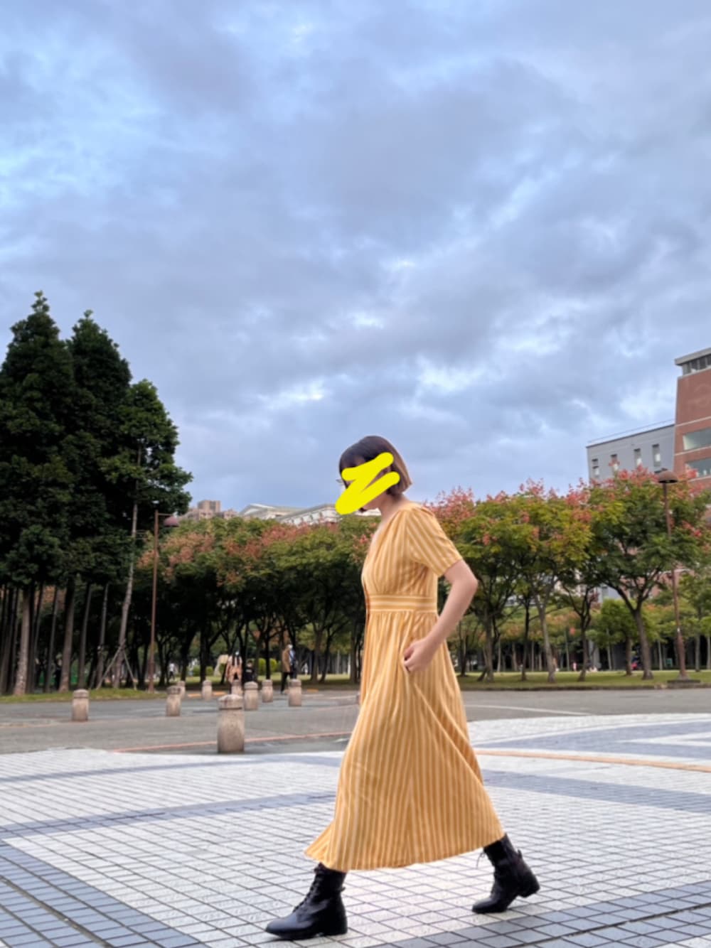 「NETのアイテム（ワンピース/ドレス、イエロー系）」を使った、Adaさん（レディース・155cm）の秋コーディネートの1枚目の写真