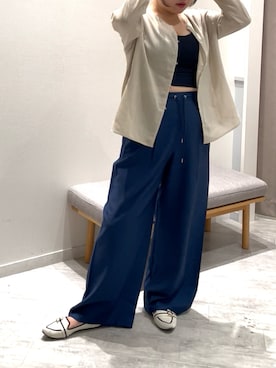 「GLOBAL WORK（グローバルワーク）のFffit エフィット/カップ付きキャミUネック/625136（キャミソール、ブラック系）」を使った、sakissさん（レディース・164cm）の春コーディネート
