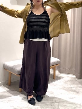 「GLOBAL WORK（グローバルワーク）のラクッションベルトニットパンプス/290988（パンプス、ブラック系）」を使った、sakissさん（レディース・164cm）の春コーディネート