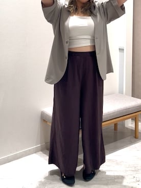 「GLOBAL WORK（グローバルワーク）のFffit エフィット/カップ付きキャミストレートネック/625132（キャミソール、ホワイト系）」を使った、sakissさん（レディース・164cm）の春コーディネート