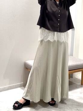 「GLOBAL WORK（グローバルワーク）のアイテム（スカート、ホワイト系）」を使った、sakissさん（レディース・164cm）の春コーディネート