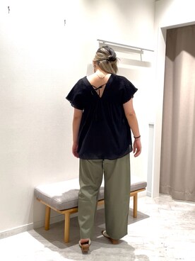 「GLOBAL WORK（グローバルワーク）のアイテム（シャツ/ブラウス、ブラック系）」を使った、sakissさん（レディース・164cm）の夏コーディネート