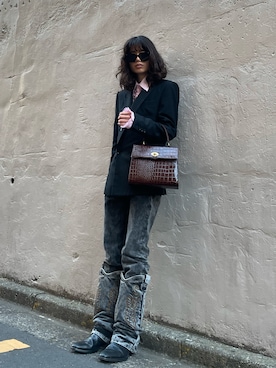 「Yves Saint Laurent（イヴサンローラン）のアイテム（シューズ）」を使った、Kosei Yutakaさん（メンズ・171cm）の冬コーディネート