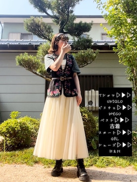 「H&M（エイチ・アンド・エム）のアイテム（ブーツ）」を使った、nayoinさん（レディース・165cm）の夏コーディネート