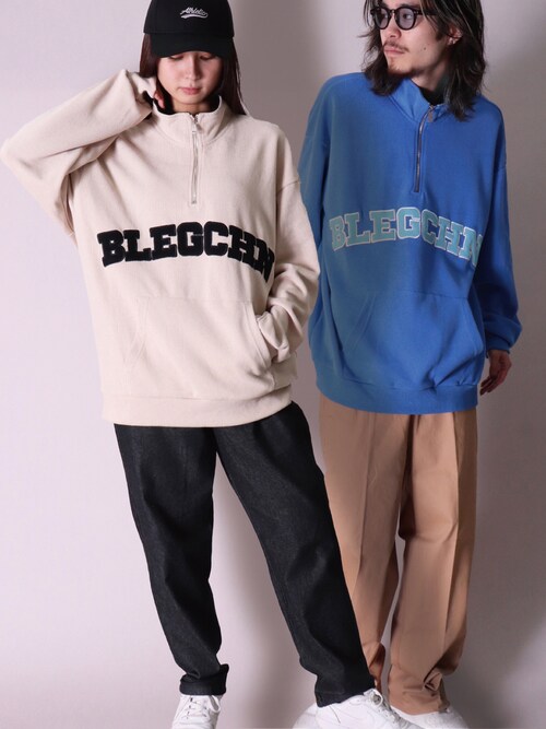 セール】(SB)【ユニセックス】BLEGCHN ロゴ ハーフジップ プル