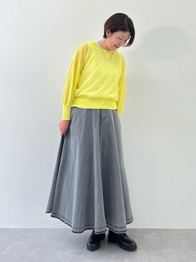 「nissen（ニッセン）の２WAYシアーニットカーディガン【OtonaSMILE】（ニット/セーター、イエロー系）」を使った、PPさん（レディース・173cm）の春コーディネート