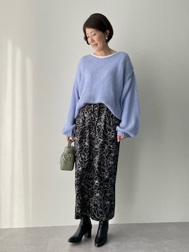 高身長 起毛糸透かし編ニットプルオーバー（トールサイズ