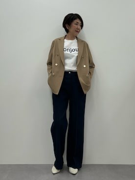 「nissen（ニッセン）のダブルジャケット【OtonaSMILE】（テーラードジャケット、ブラウン系）」を使った、PPさん（レディース・173cm）の冬コーディネート