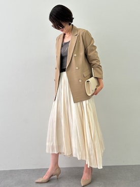 「nissen（ニッセン）のダブルジャケット【OtonaSMILE】（テーラードジャケット、ブラウン系）」を使った、PPさん（レディース・173cm）の冬コーディネート