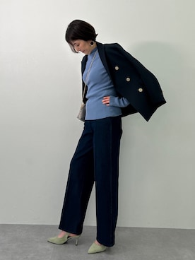 「nissen（ニッセン）のダブルジャケット【OtonaSMILE】（テーラードジャケット、ブルー系）」を使った、PPさん（レディース・173cm）の冬コーディネート