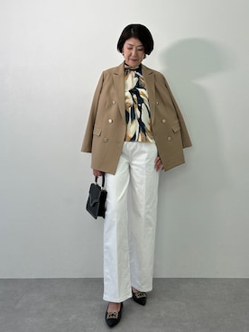 「nissen（ニッセン）のダブルジャケット【OtonaSMILE】（テーラードジャケット、ブルー系）」を使った、PPさん（レディース・173cm）の冬コーディネート